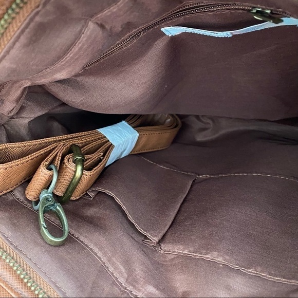 NEW URBAN OUTFITTERS SILENCE & NOISE Satchel Bag Shoulder Chain Tan Brown Felt - Picture 4 of 9